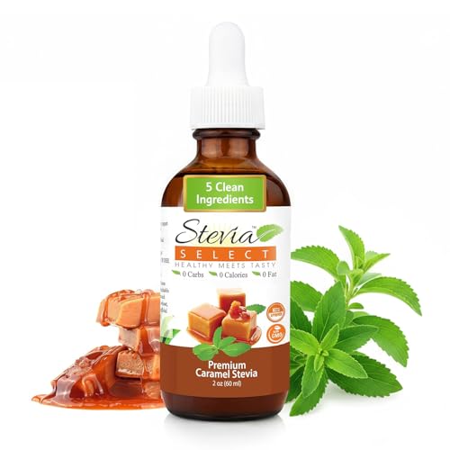 Stevia Select Caramel Flavored Liquid Stevia – Zero Calorie Coffee, Tea, Drink & Baking Sweetener, All-Natural, No Erythritol, Keto-Friendly Sugar Alternative, 300 Servings – 2 Oz