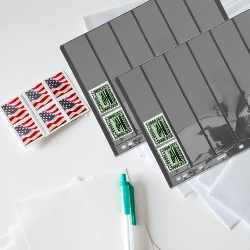 Álbum de sellos con 10 fundas de PVC transparente y doble cara 7