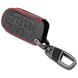Leather Car key Cover Cases Fit Jeep Grand Cherokee Dodge Challenger Charger Dart Durango Journey...