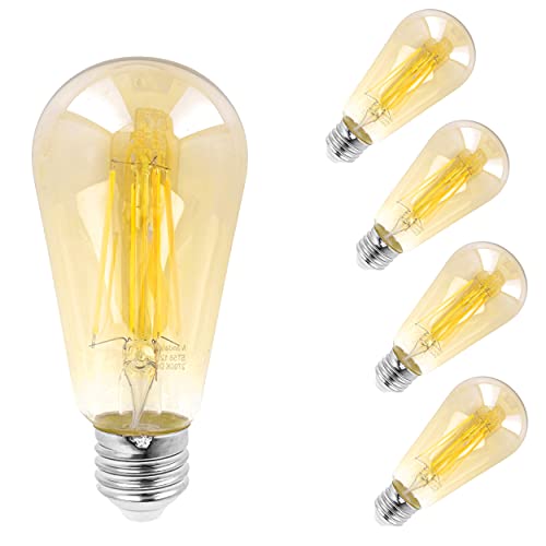 LED Edison Light Bulbs 60 Watt Decorative Vintage Style Incandescent Lightbulb Equivalent E26 Base ST58, Pack of 4 by Mandala Crafts Dimmable 2200K Amber LED Edison Light Bulbs 60 Watt Decorative Vintage Style Incandescent Lightbulb Equivalent E26 Base ST58, Pack of 4 by Mandala Crafts Dimmable 2200K Amber