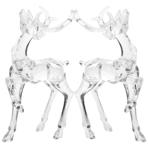 Figuras Decorativas Ciervos Navideños Transparentes Pack 2