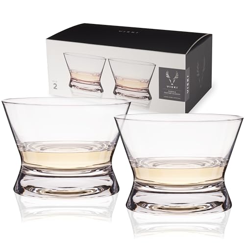 Viski Crystal Tequila Tasting Glasses, Copita Drinking Glasses for Mezcal, Whiskey, Bourbon, or Neat Spirits, Elegant Glassware Set for Home Bar or Cocktail Party, 6 oz, Set of 2