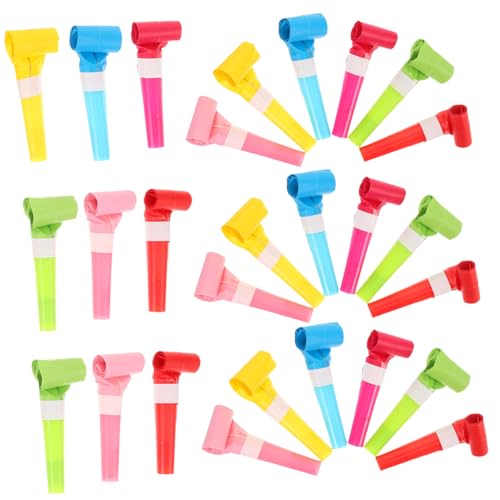UKCOCO 60 piezas Silbatos de Fiesta para Colores Sólidos Juguetes de Ruido Plástico para Animación y Celebraciones Infantiles para Cumpleaños Deportivos Color Aleatorio Color Aleatorio