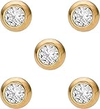 Goldfarbene Piercingkugeln mit Zirkonia, 4mm, 1,2mm Gewinde (5Pcs)