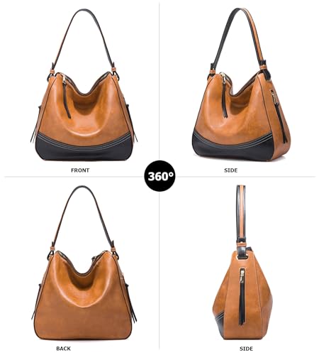 Image of myfriday 4 pcs Large Faux Leather Hobo Bag Set, Crossbody Card Purse Women | Oversized tote, crossbody, phone pouch and card purse keep daily essentials coordinated for travel and boho styling