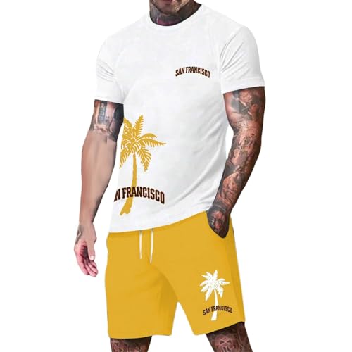 Ensemble de sport York jaune XL pour homme avec t-shirt et short 3D