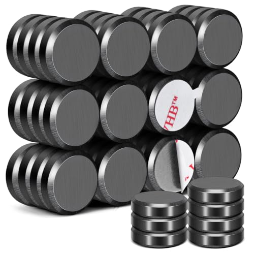 Image of DIYMAG Strong Adhesive Magnets,55pcs 0.7x0.2in Fridge Refrigerator Magnet | Small Round Black Ceramic Button Neodymium Magnets, Heavy Duty,for Whiteboard,Crafts,Office, Scientific,Refrigerator,Fridge