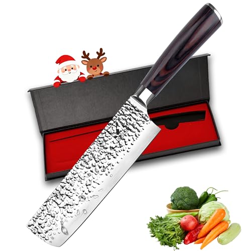 imarku Nakiri Knife,7 Inch High Carbon Stainless Steel Japanese Chef Knife,Razor Sharp Chopping Vegetable and Meat Cleaver Kitchen Knife with Ergonomic Handle,Christmas Gifts for Women and M