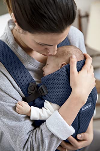 Image of BabyBjorn Baby Carrier Mini,Navy Blue, 3D Mesh | Newborn Carrier (7-15 lbs), Ergonomic, Easy-to-Use