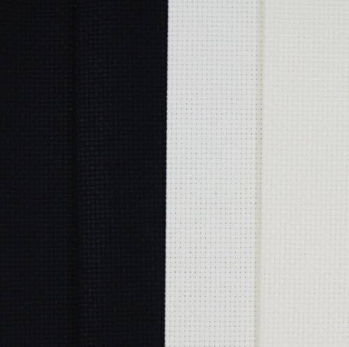 Image of KCS 4 pc of 12 inch x 18 inch(30cmx45cm) 14CT Counted Cotton Aida Cloth Cross Stitch Fabric (Antique White+Black)