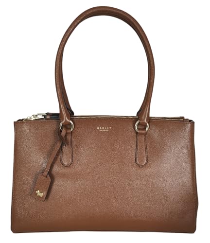 RADLEY Hampstead Large Zip-Top Workbag Indus Tan Brown Leather Top Handle Shoulder Handbag Womens