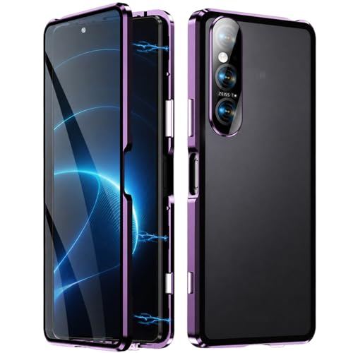 Coque Sony Xperia 1 VI intégrale 360 en verre et métal violet premium