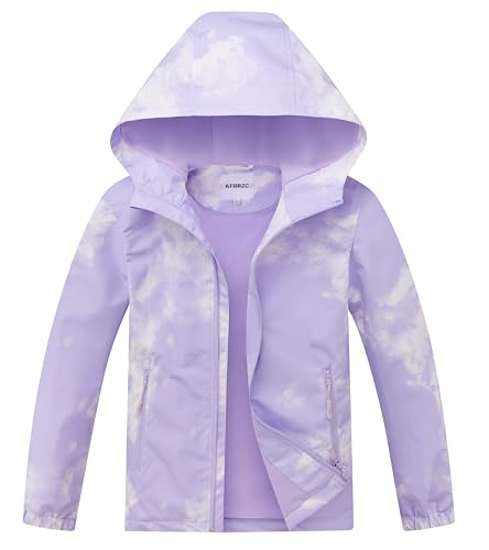 Image of Boys Girls Rain Jackets Waterproof Hooded Fleece Raincoats Lightweight Windbreakers for Kids