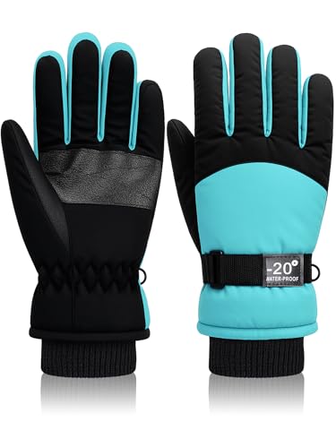 Image of Geyoga Kids Waterproof Winter Snow Ski Gloves for Boy Girl Outdoor Warm Thickening Snowboard Gloves
