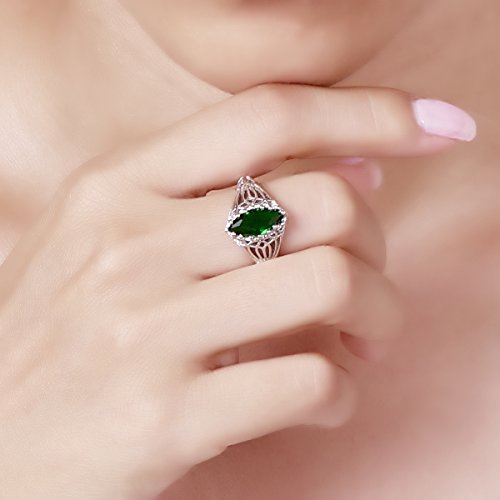 925 Sterling Silver Plated Simulated Blue Topaz Marquise Engagement Ring for Women2