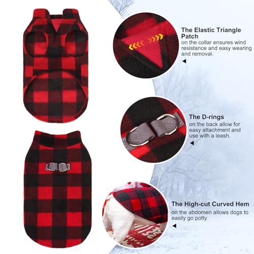 BEAUTYZOO Hundepullover Fleece Weste Hund Kleidung Winter Warme Hundeweste für Kleine Hunde Weicher Fleece Hundejacke mit D-Ring Pullover für Mittel Großen Hund, Weihnachtspullover