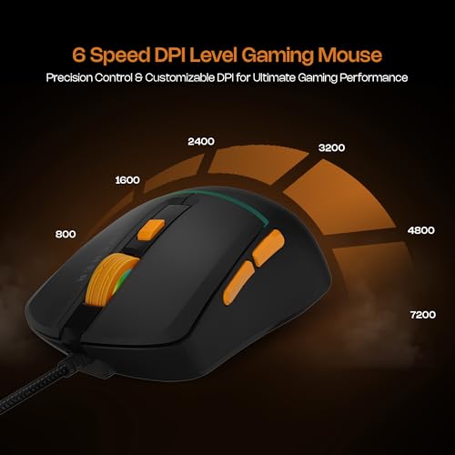 Image of Archer Tech Lab Wired Gaming Keyboard and Mouse Combo| Full Size 104 Keys, 19 Anti-Ghosting| 6 Button Mouse Adjustable 7200 DPI, 13 RGB Modes, Braided Cable| for PC, Laptop, Windows, Mac, Linux(G200)