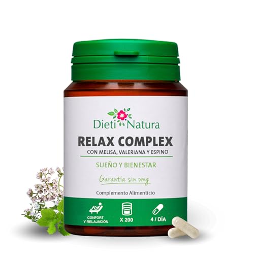 Dieti Natura Complemento para Dormir con Valeriana, Pasiflora y Espino 200 Cápsulas - Cápsulas para Ansiedad y Estrés - Pastillas para Dormir Naturales para un Sueño de Calidad - Sin OMG