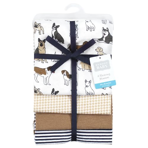 Image of Hudson Baby Unisex Baby Cotton Flannel Receiving Blankets, Handsome Dogs, One Size