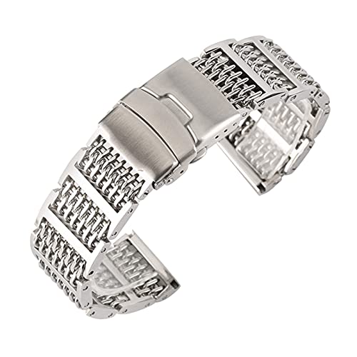 Bracelet de rechange acier inoxydable maille argentée 22mm réglable
