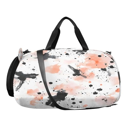 YETTASBIN Sport Travel Duffel Bag for Girls Boys, Watercolor Ink Splatter Large Waterproof Weekender Overnight Bag, Detachable Shoulder Strap Gym Bag with Shoe Compartment & Wet Pocket2