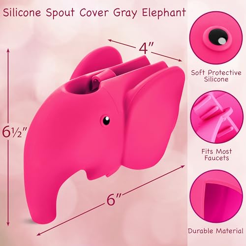 Image of Elephant Faucet Cover for Kids | Child-Friendly Silicone Bath Spout Protector with Easy Installation | Safe for Baby Bathtime | Cute Bathroom Safety Accessory | Gray Baby Bath Essentials | With MUMS