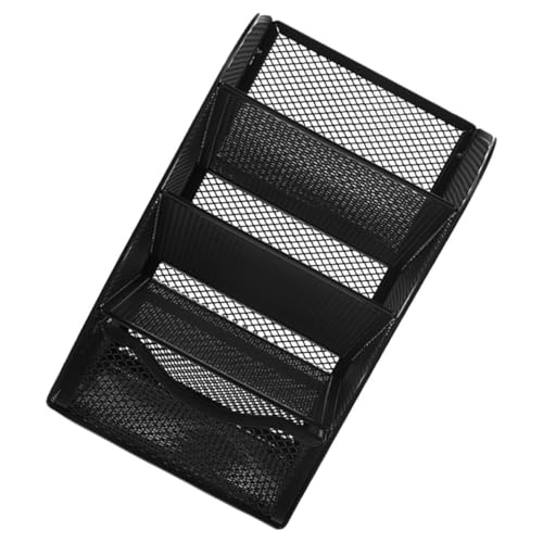 BESTonZON オフィス用ブラックメッシュ三段卓上引き出し収納ケース 耐久性アイアン製デスクオーガナイザー ファイルや文房具整理に