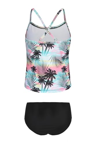 Image of Girls Two Piece Tankini Swimsuits Tie Dye Bathing Suit Kids Hawaiian Swimwear Set 3-16 Years