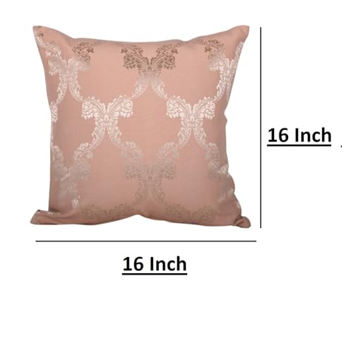 Image of Home- The Best is for You Decorative Designer Self Design Cotton 275 TC Cushion Covers Pack of 2 (Peach Ogee, 16X16 Inch) Ideal for Sofas, Chairs, Cars & Hotels