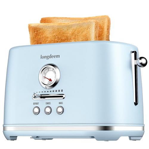 2 Slice Toaster, Wide Slots, Lift + Look, Auto-Off, & Frozen Modes for Toast, Bagels, Waffles & Fruity Breads, Modern Sleek Design, Easy-Clean Crumb Tray, Blue
