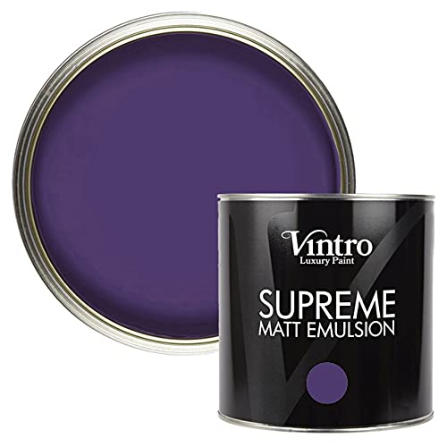 Vintro | Luxury Matt Emulsion | Purple | Smooth Chalky Finish | Multi Surface Paint | for Walls, Ceilings, Wood and Metal 2.5L (Royal Purple)