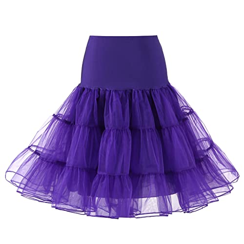 Verve Jelly 50er Jahre weiße Petticoat Kleider für Vintage Kleid Netz Petticoat Rock Tutu Knielang Dunkellila XXL