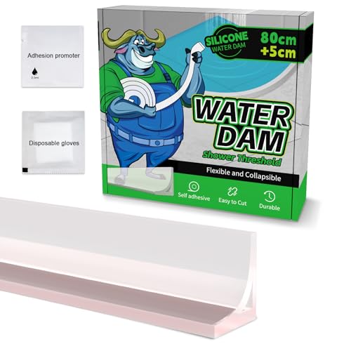 ALITAIYI Schwallschutzleiste Dusche Selbstklebend Wasserstopper Schwallschutzleiste Dusche Silikon Duschwasserstop Hochwertige Selbstklebend Schwallschutzleiste (Transparent 0.85M)