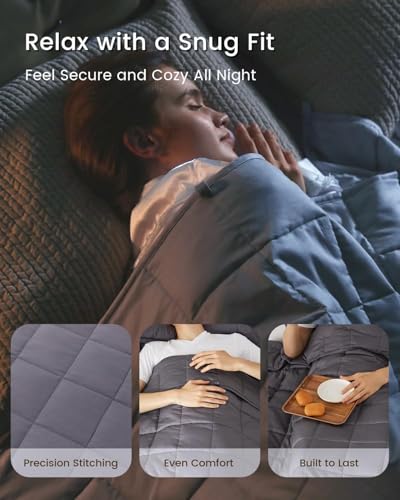 ZonLi Weighted Blanket (60"x80", 20lbs, Dark Grey) Queen Size Weighted Blanket for Adults, High Breathability Heavy Blanket, Soft Material with Premium Glass Beads