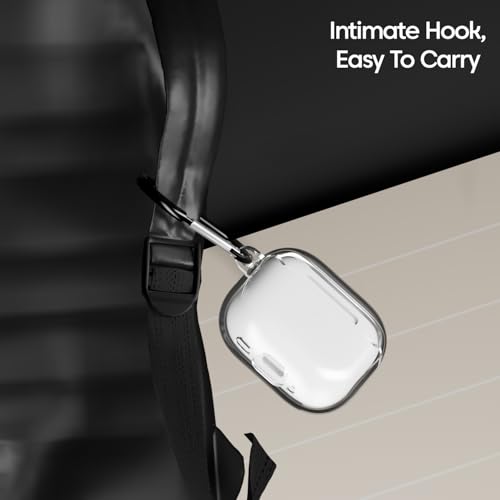Image of Sounce Earphone Case Cover Compatible for Airpods 4 Case 2024, Soft Silicone Skin Case Cover Shock-Absorbing Protective Case with Keychain, Transparent Designed Soft TPU Protective Cover(Transparent)
