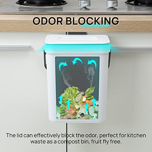 Biarts Trash Can Kitchen Trash Can Compost Tumbler Bin Countertop Garbage Can Bathroom Hanging With Lid Small Rv Wall Hanging Compost Bin Diaper Plastic For Kitchen Cabinet Door 0.8Gal/3L White #TOP2