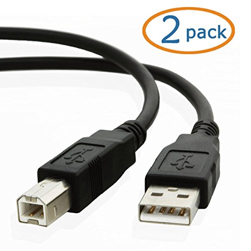 2 Pack Black 10 ft Hi Speed USB 2.0 Printer Scanner Cable Type