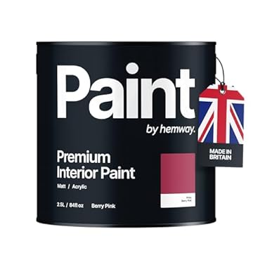 Hemway - Premium Interior Paint - Berry Pink 2.5 L | Indoor Matt Finish, Acrylic & Water-Based Emulsion | Quick Dry & High Coverage for the Kitchen, Bathroom & Bedroom