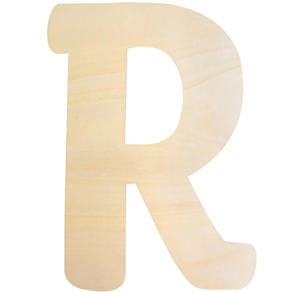 Wooden Letters R Large Wooden Letters 12 Inch Unfinished Wood Letters for Wall Decor Crafts Blank Big Alphabet Board Painting Hanging Home Baby Nursery Wedding Party Room Name Sign DIY Decoration