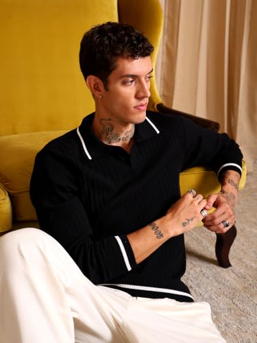 Image of Kvetoo Full Sleeve Winter Wear Woolen Collar Polo Sweater for Men