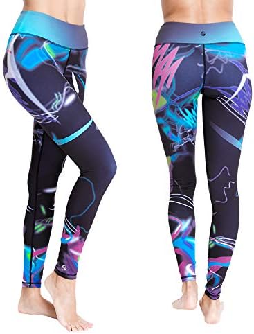 Platinum Sun Women's Swim Workout Pattern Leggings Wetsuit Pants Tights UPF 50+ (Mystica - L) Purple