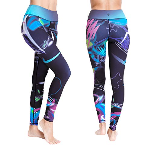 Platinum Sun Women's Swim Workout Pattern Leggings Wetsuit Pants Tights Upf 50+ (Mystica - L) Purple #TOP9