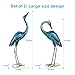 Kircust Garden Sculpture & Statues, Blue Heron Lawn Ornaments Standing Metal Crane Yard Art Large Size Bird Decoy for Outdoor Lawn Backyard Porch Patio Decoration, Set of 2