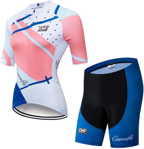 SorrisoShine Mountain Bike Jersey for Women, Cycling Clothing Set with 20D Gel Padded Shorts (#10,X-Large)