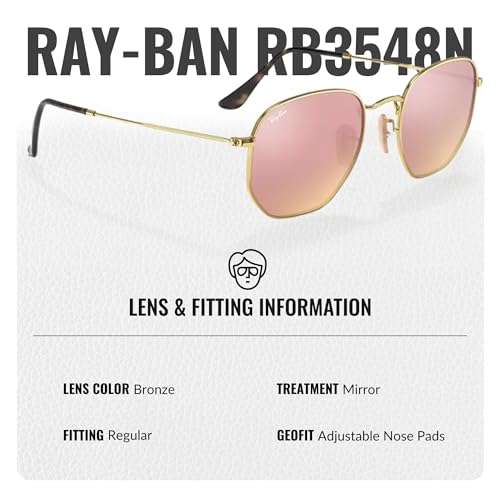 Image of Ray-Ban RB3548N HEXAGONAL FLAT LENSES Square-Round Shape Sunglasses for Men & Women with Official Eyewear Kit