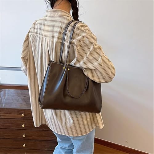 Large Capacity Faux Leather Satchel Handbag,Slouchy Work Tote Bag for Women,Fall Winter Purse Shoulder Bag with Zipper3