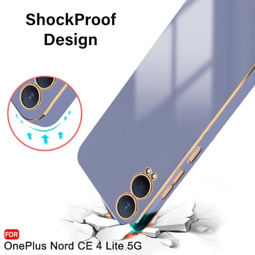 Image of TheGiftKart TPU Luxurious Golden-Plated Back Cover Case for OnePlus Nord CE 4 Lite 5G|Raised Lips for Camera & Screen Protection|Shockproof Design|Stylish Back Case for Nord CE4 Lite 5G