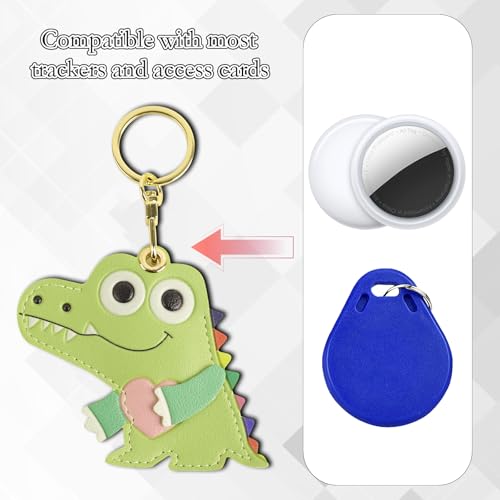 Image of Leather Keychain Case Holder Compatible with Apple AirTag, GPS Airtag Keychain Finder Tracker with Key Ring, Anti-Scratch Protective Air Tag Cover | Leather