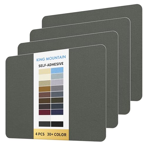 KING MOUNTAIN Canvas Repair Patch 9 x11 Inch 4 Pcs Self-Adhesive Waterproof Fabric Patch for Sofas, Tents, Furniture,Tote Bags, Car Seats (Dark Grey 2.0)