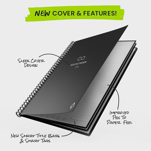 Rocketbook Core Reusable Spiral Notebook, Executive Size 15 cm x 22.4 cm, Black - Dotted Pages, App-Connected, Erasable, Durable Cover, Ideal for School, Work, and Creative Projects - Image 3